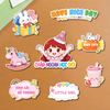 Combo 5 set giấy SX- bé GÁI đội mũ giơ 2 tay (chăm ngoan học giỏi).