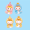 Combo 16 thẻ giấy bé rắn mix hồng-vàng-xanh.