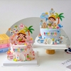 Combo 5 set giấy SX- bé TRAI mũ vàng uống nước dừa và cây dừa.