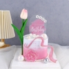 Chữ HPBD mica đính hoa-HỒNG. Q7454