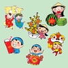 Combo 2 set giấy TẾT - em bé vui nhộn.
