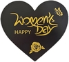 Combo 12 thẻ giấy Happy Women's day hình trái tim- đen chữ vàng (kt 7cm x8cm).