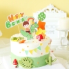 Combo 2 set giấy - em bé cưỡi khủng long + chữ HPBD +bóng bay.