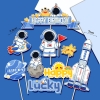 Combo 2 set giấy-Phi hành gia, tàu vũ trụ, hpbd, lucky.