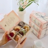 Set 10 hộp giấy hình quyển sách kt 20x13x6cm chia 6 ngăn (kt ngăn 6.5cmx6.5cm) -màu HỒNG.