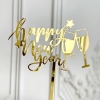 Set 10 mica Happy New Year gắn ly rượu-VÀNG.