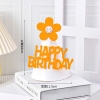 Set 10 mũ sinh nhật vải dạ HPBD TRẮNG-gắn hoa màu cam kt12x14cm.