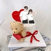 Gấu bông size 12cm (không gồm khăn và mũ) -MÀU NÂU gắn trái tim hồng.