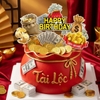 Combo 2 set giấy  - chủ đề tiền (tiền đô, túi tiền, hũ tiền HPBD).