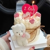 Gấu bông size 12cm (không gồm khăn và mũ) -MÀU TRẮNG gắn trái tim hồng.