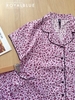Bộ dài pijama TN kate mềm, beo tím
