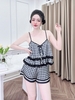 Bộ đùi 2 dây phối ren latin xinh, đen