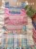 Đùi cổ vuông cotton tay ren, karo xanh
