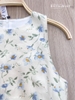 Đầm Linen trắng hoa tím