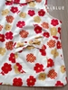 Lửng cổ bèo cotton xinh, hoa đỏ vàng
