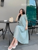 Đầm thiết kế trẻ trung xinh yêu, màu xanh ngọc, chất vải tơ cao cấp