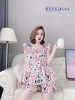 Bộ đùi mặc nhà nơ trắng họa tiết
