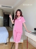 Lửng pijama hồng trắng