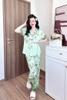 Pijama QDTN lụa latin xanh hoa chim
