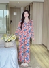 Bộ dài lụa phối tiểu thư cam lá xanh