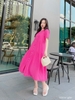 Đầm thiết kế trẻ trung xinh yêu, màu hồng đậm, chất vải tơ cao cấp