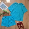 Bộ đùi thun cotton 4 chiều, xanh trời