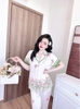 Pijama QDTN lụa latin bướm hồng hoa