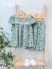 Lửng tay con phối ren xám hoa xanh