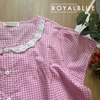Bộ đùi kate cổ ren xinh, karo hồng phấn