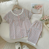 Bộ dài coton viền ren xinh, đỏ xanh