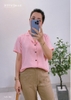 Áo sơ mi tay ngắn cổ dalton hồng phấn