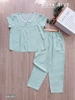 Ngố kate phối ren karo xanh lá lợt