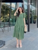 Đầm thiết kế trẻ trung xinh yêu, màu xanh đậm, chất vải tơ cao cấp