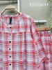 Bộ dài tay lỡ viền cổ xinh, karo đỏ linen