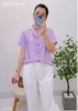 Áo sơ mi tay ngắn tím trơn