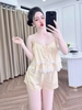 Bộ đùi 2 dây phối ren latin xinh, vàng kem