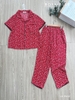 Ngố pijama đỏ hoa trắng