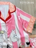 Pijama QDTN lụa latin hồng hoa sắc màu