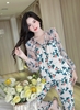 Bộ dài lụa phối tiểu thư hoa hồng búp