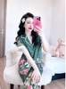Pijama QDTN lụa latin xanh lá hoa