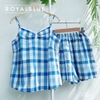 Đùi 2 dây kate karo xanh dương