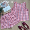 Bộ đùi kate sát nách bèo, karo cam trắng