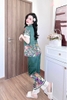 Pijama QDTN lụa latin xanh lá hoa
