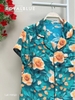 Bộ dài pijama mango, hoa cam xanh