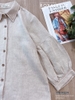 Áo sơ mi tay lỡ linen tưng trơn, muối tiêu