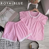 Bộ đùi kate cổ ren xinh, karo hồng phấn