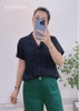 Áo sơ mi tay ngắn đen trơn