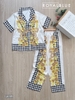 Pijama QDTN lụa latin Sọc đen vàng