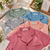 Lửng pijama karo chất cotton mềm, cam dâu