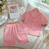 Lửng pijama karo chất cotton mềm, cam dâu
